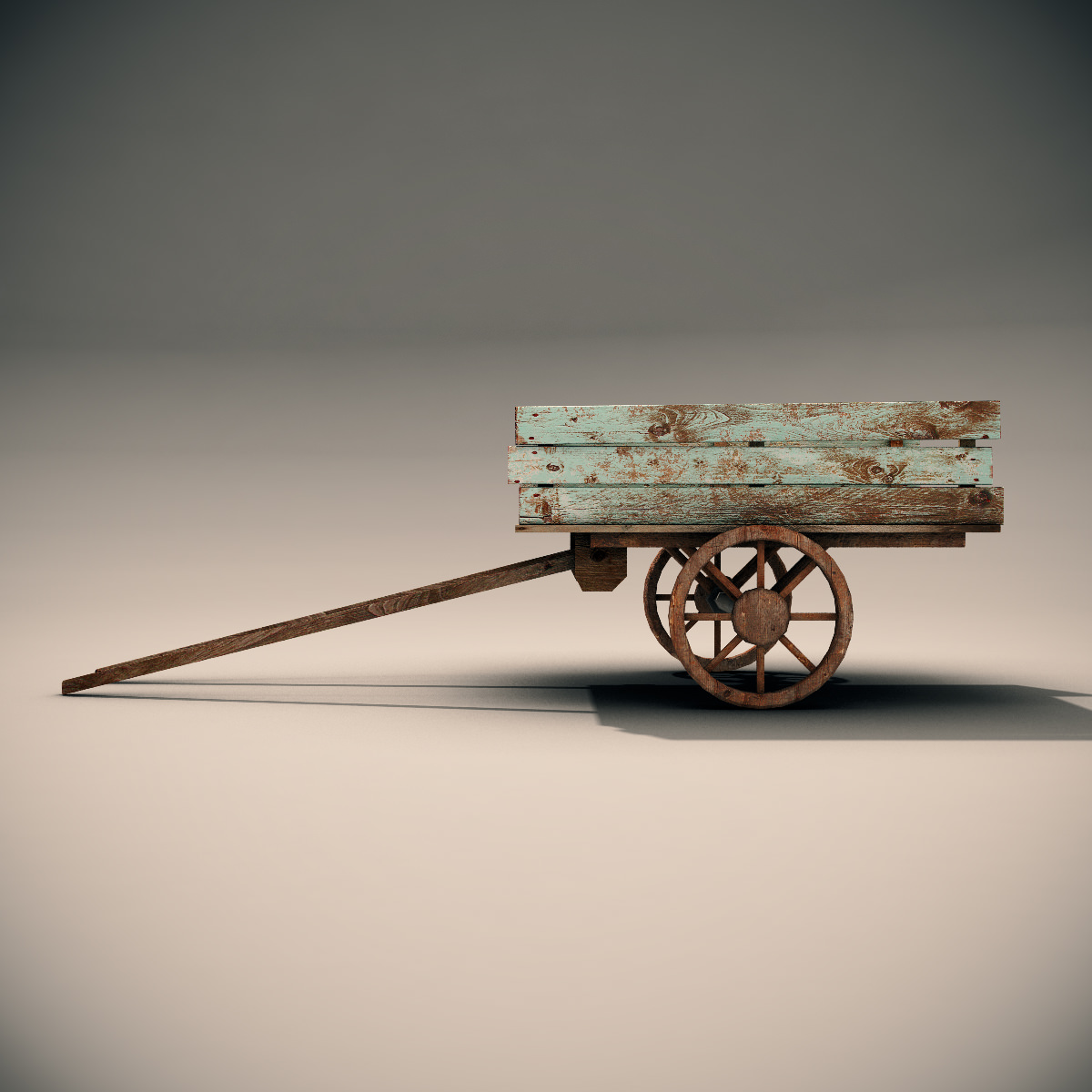Mule Cart Low-poly 3D model_4