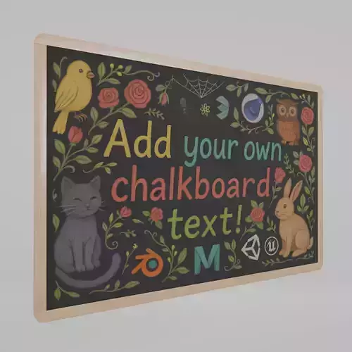 Customizable Wall-Mounted Blackboard - Round Edge Writing Board Low-poly 3D model