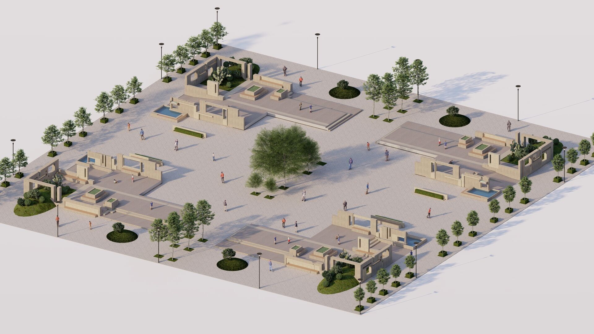 public park-Private Park Landscape Urban 3D model_6