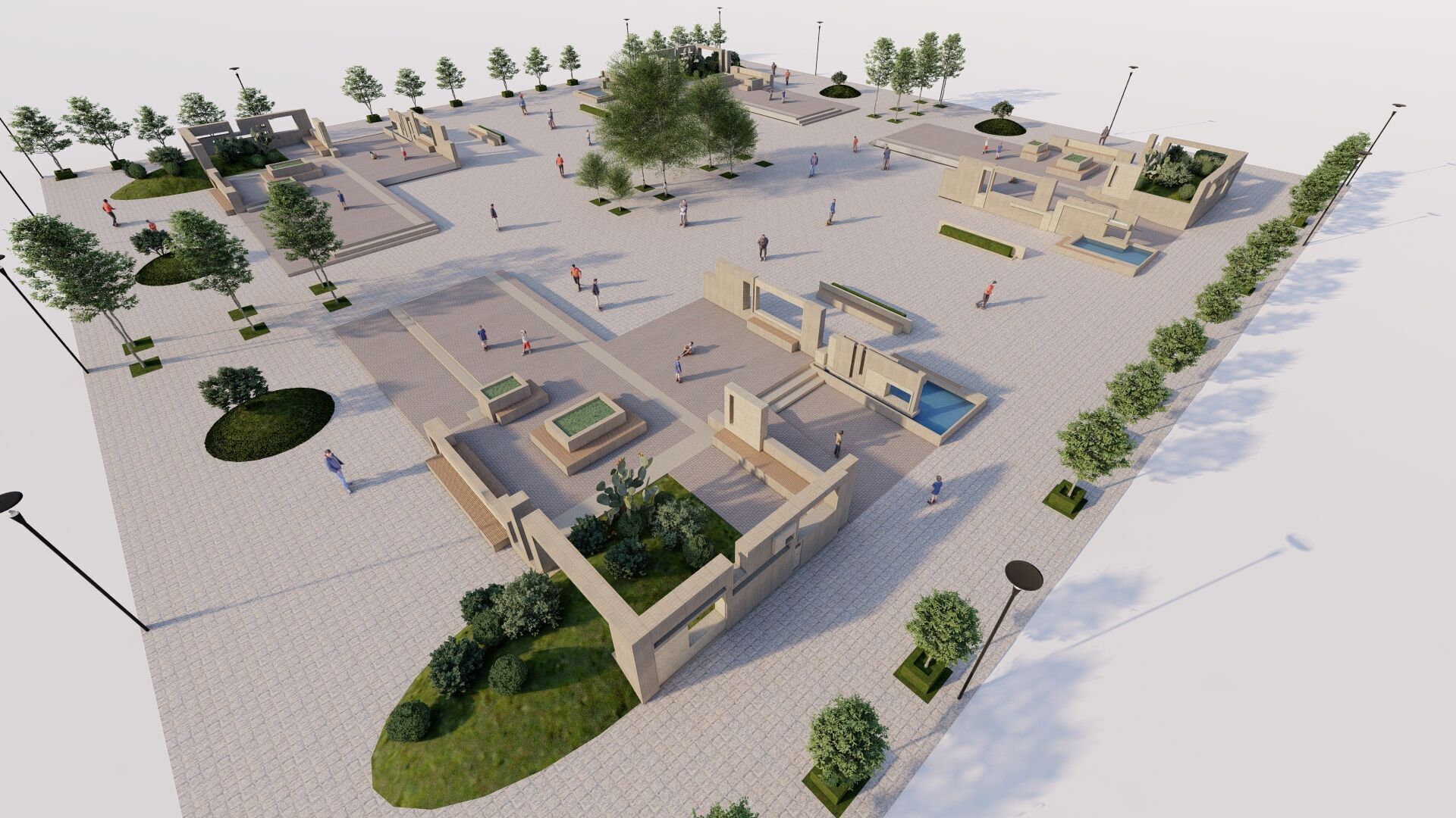 public park-Private Park Landscape Urban 3D model_5