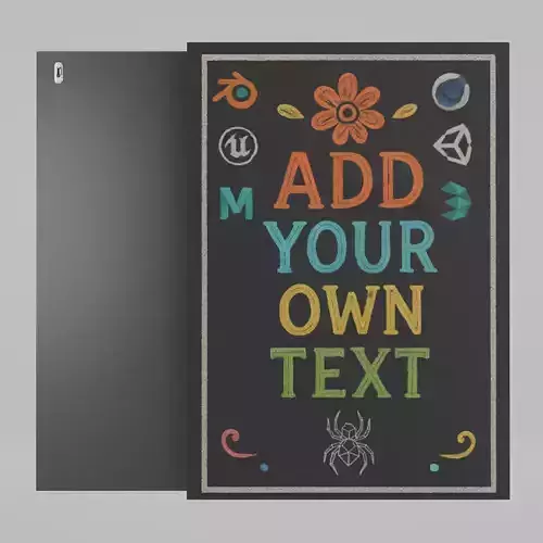 Customizable Wall-Mounted Blackboard - Unframed Writing Board Low-poly 3D model