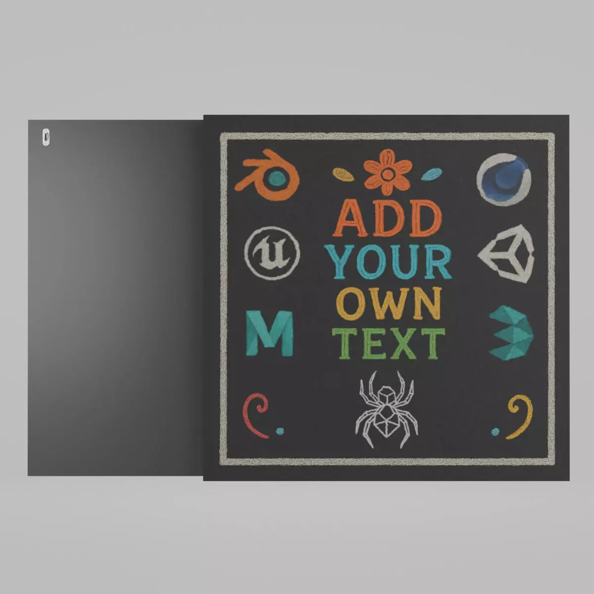Customizable Wall-Mounted Blackboard-Square Unframed Write Board Low-poly 3D model_0