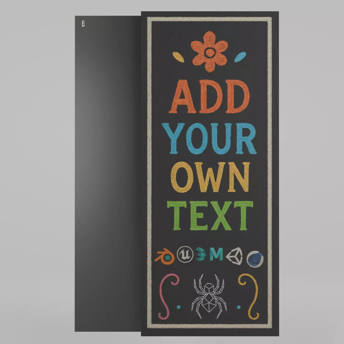 Customizable Wall-Mounted Blackboard-Tall Unframed Writing Board Low-poly 3D model
