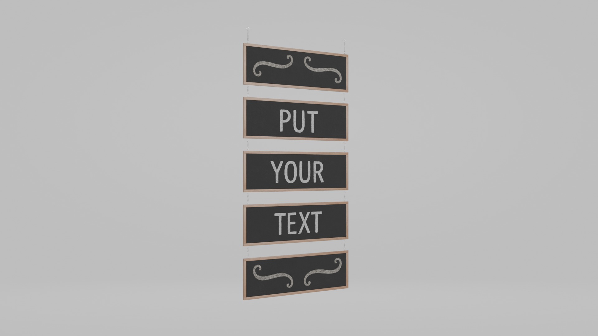 Customizable Hanging Blackboard - 5-Layer Chained Writing Board Low-poly 3D model_2