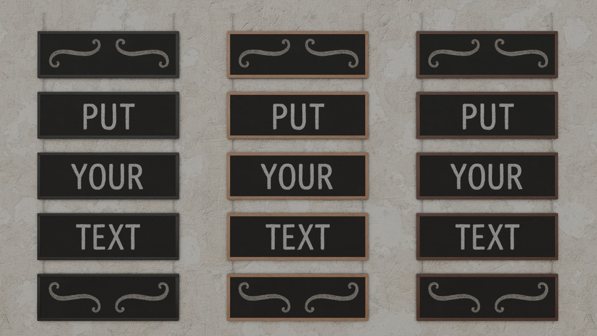 Customizable Hanging Blackboard - 5-Layer Chained Writing Board Low-poly 3D model_12