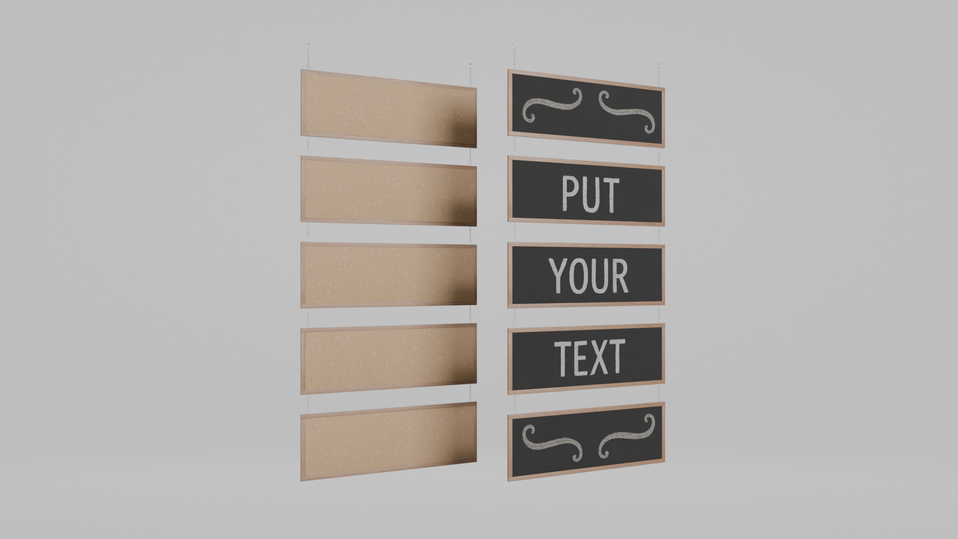 Customizable Hanging Blackboard - 5-Layer Chained Writing Board Low-poly 3D model_4