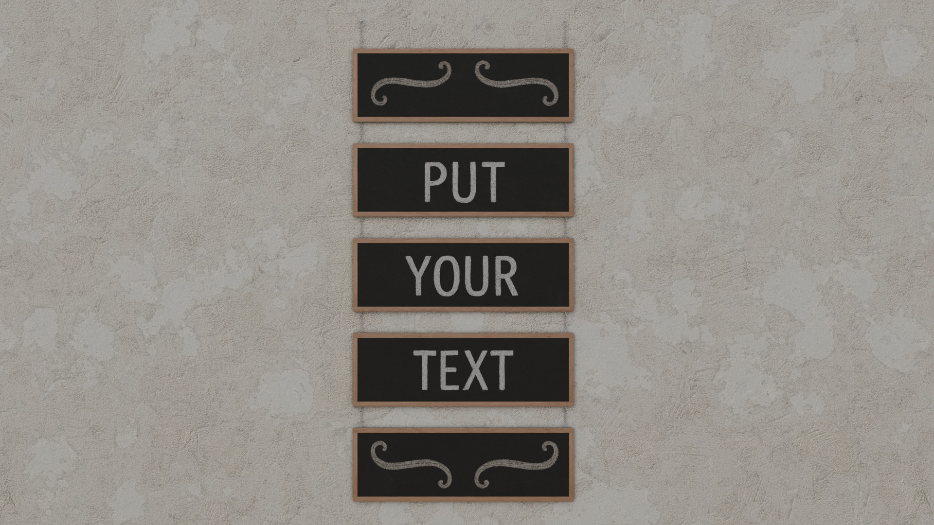 Customizable Hanging Blackboard - 5-Layer Chained Writing Board Low-poly 3D model_7