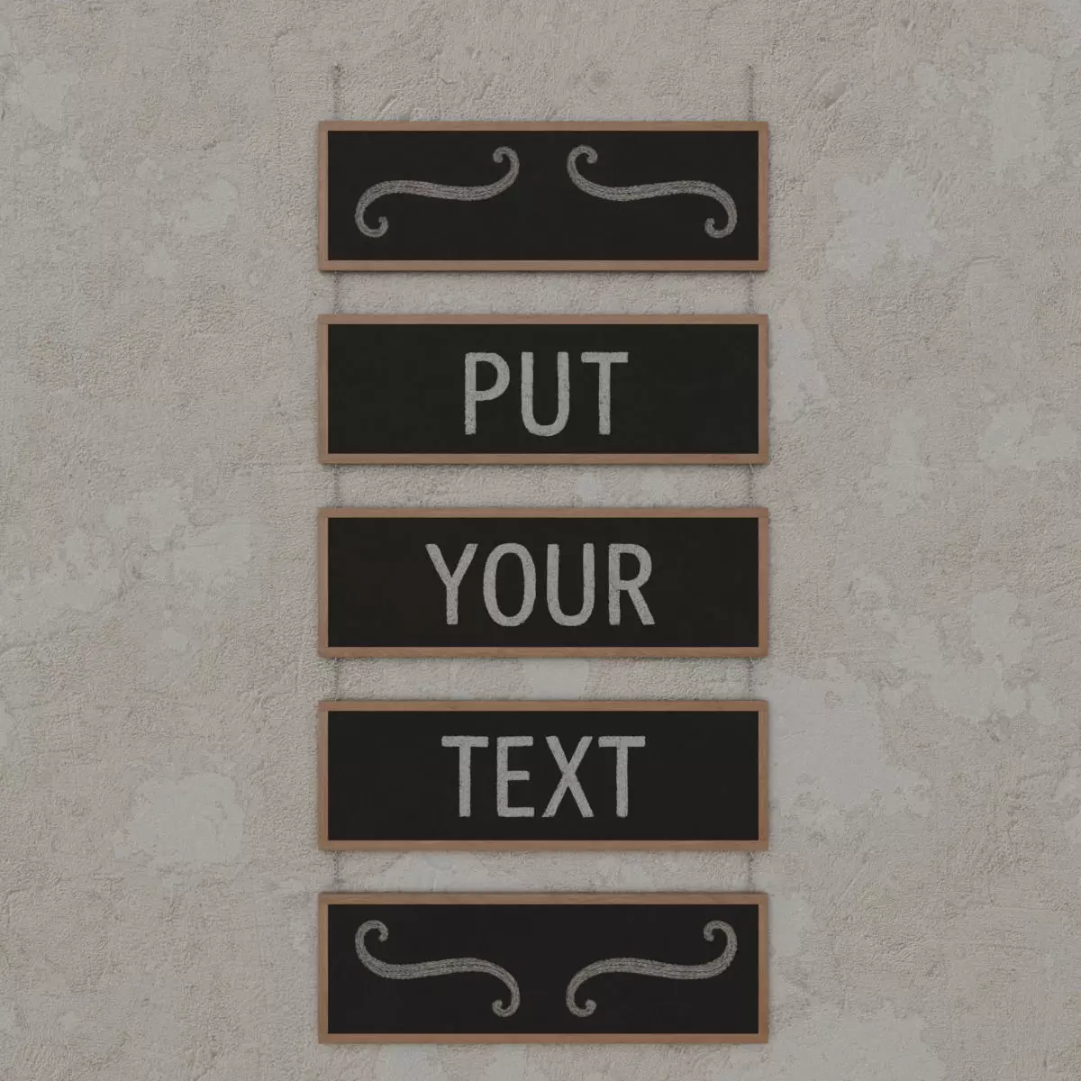Customizable Hanging Blackboard - 5-Layer Chained Writing Board Low-poly 3D model_0