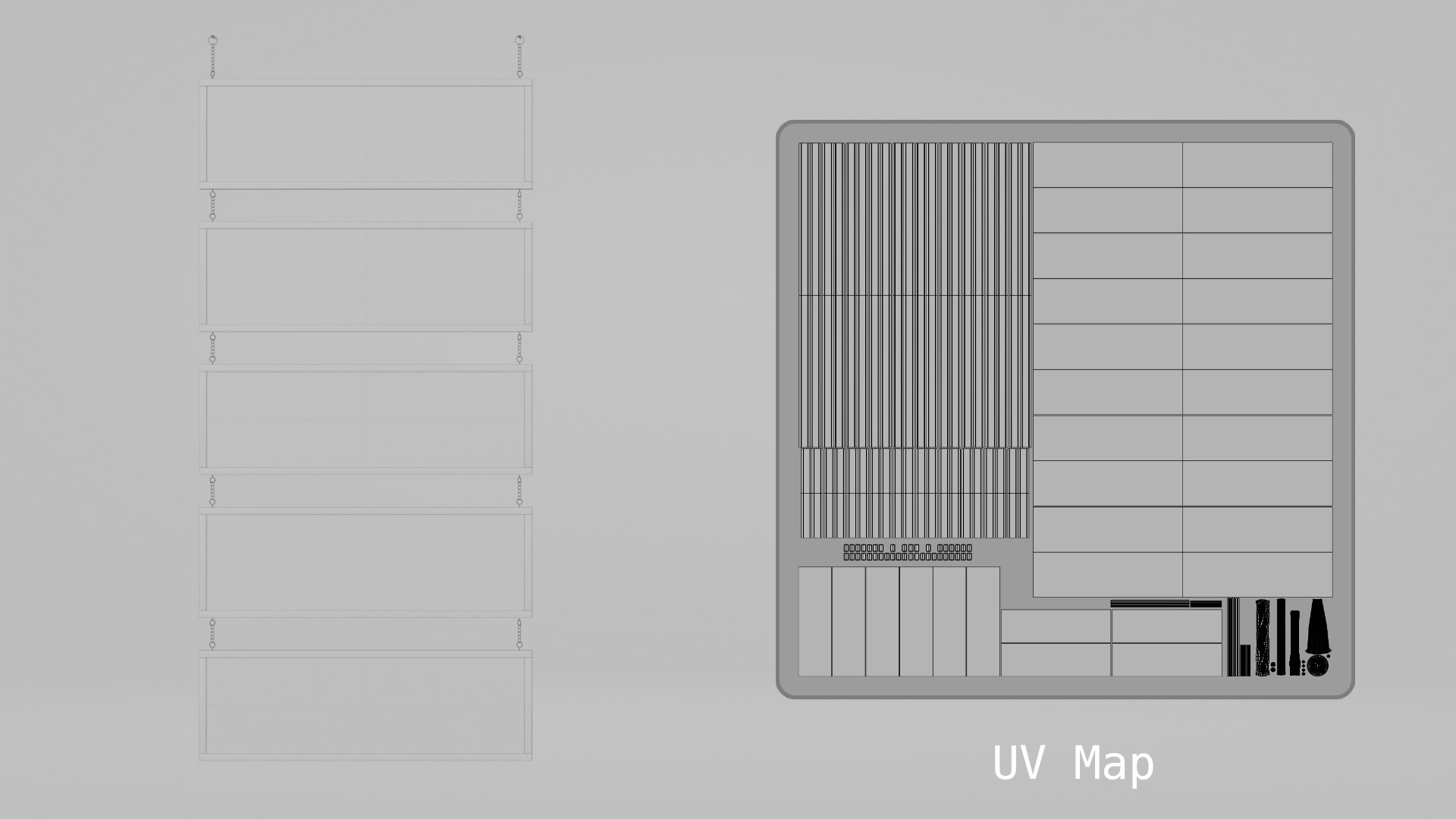 Customizable Hanging Blackboard - 5-Layer Chained Writing Board Low-poly 3D model_19