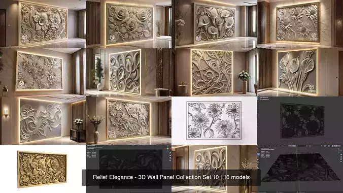 Relief Elegance - 3D Wall Panel Collection Set 10
