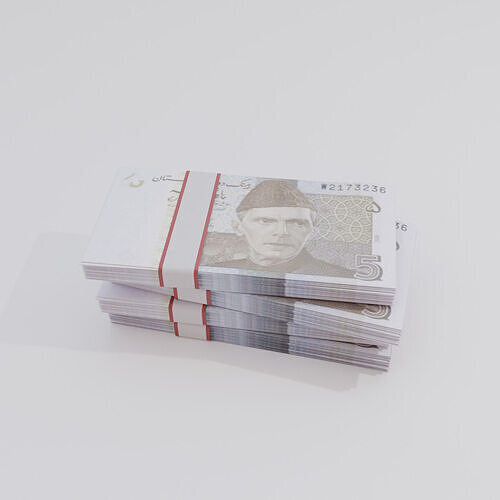5 Pakistan Pakistani Rupee Currency Low-poly 3D model