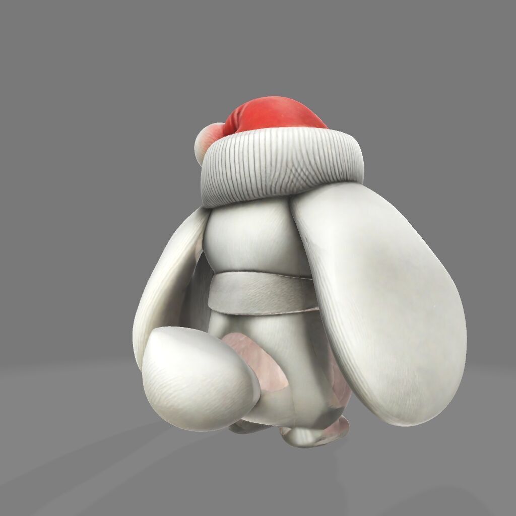 Winter Bunny with Santa Hat 3D print model_3