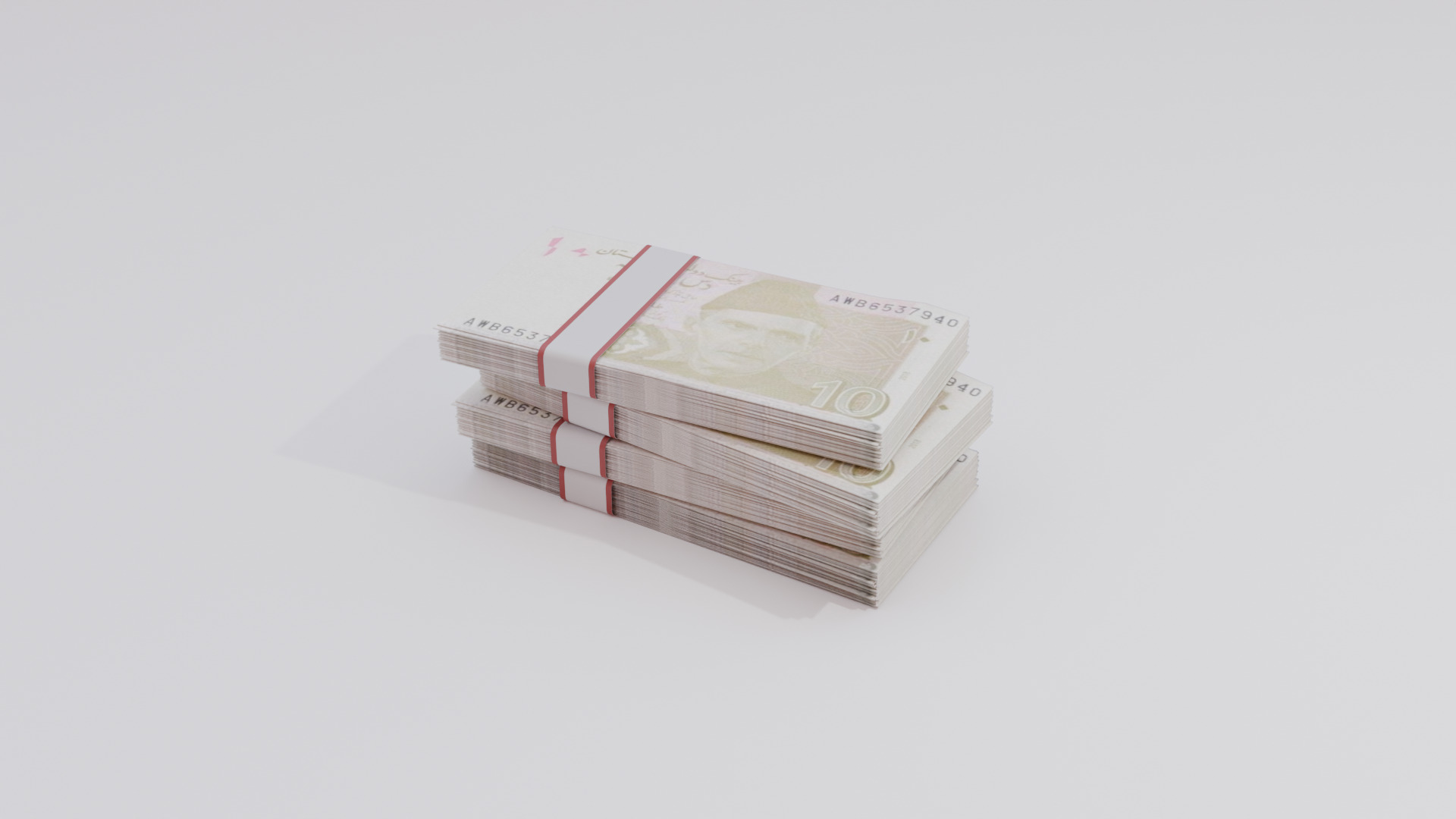 10 Pakistan Pakistani Rupee Currency Low-poly 3D model_1