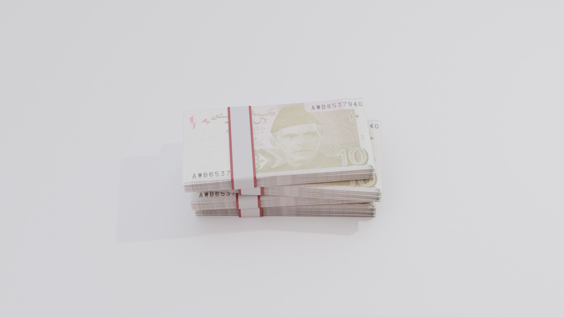 10 Pakistan Pakistani Rupee Currency Low-poly 3D model_3