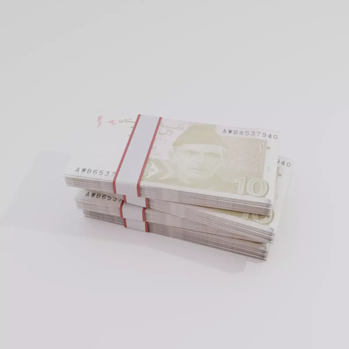 10 Pakistan Pakistani Rupee Currency Low-poly 3D model_0