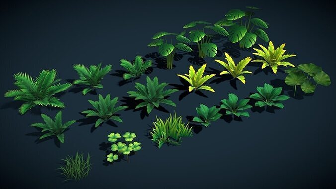 STYLIZED LOW POLY FOLIAGE PACK GAMEREADY PLANT FOR ENVIRONMENT