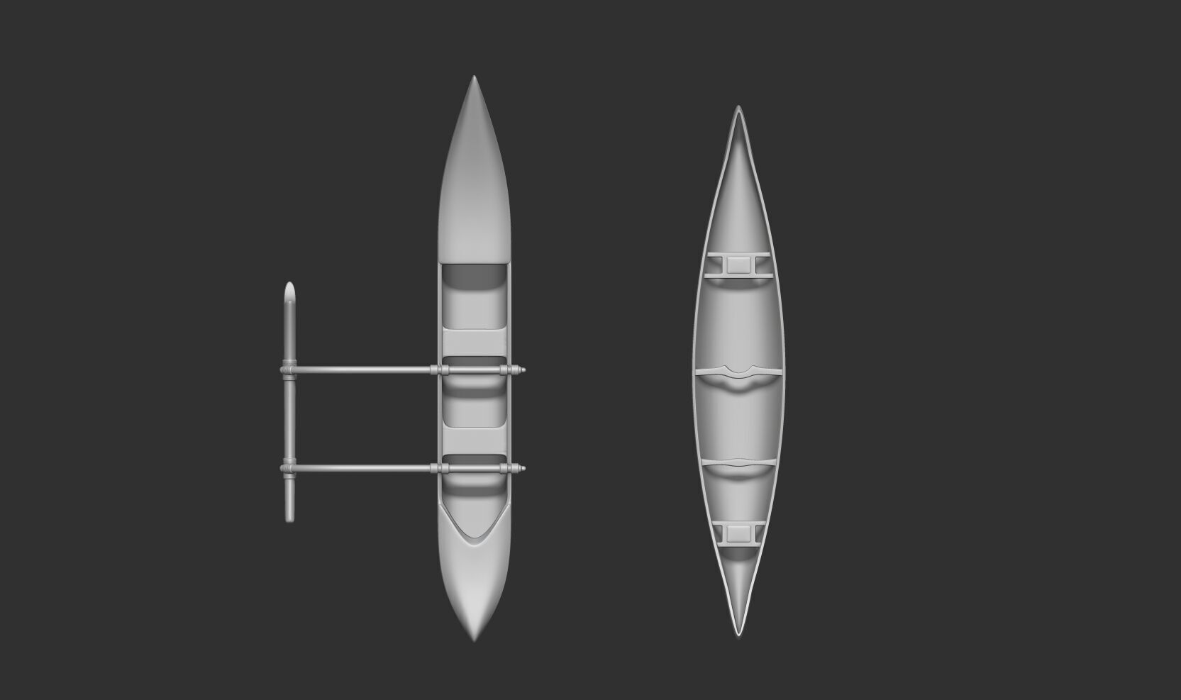 canoe girl and boys 3D print model_2