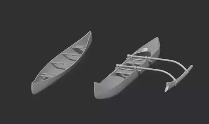 canoe girl and boys 3D print model