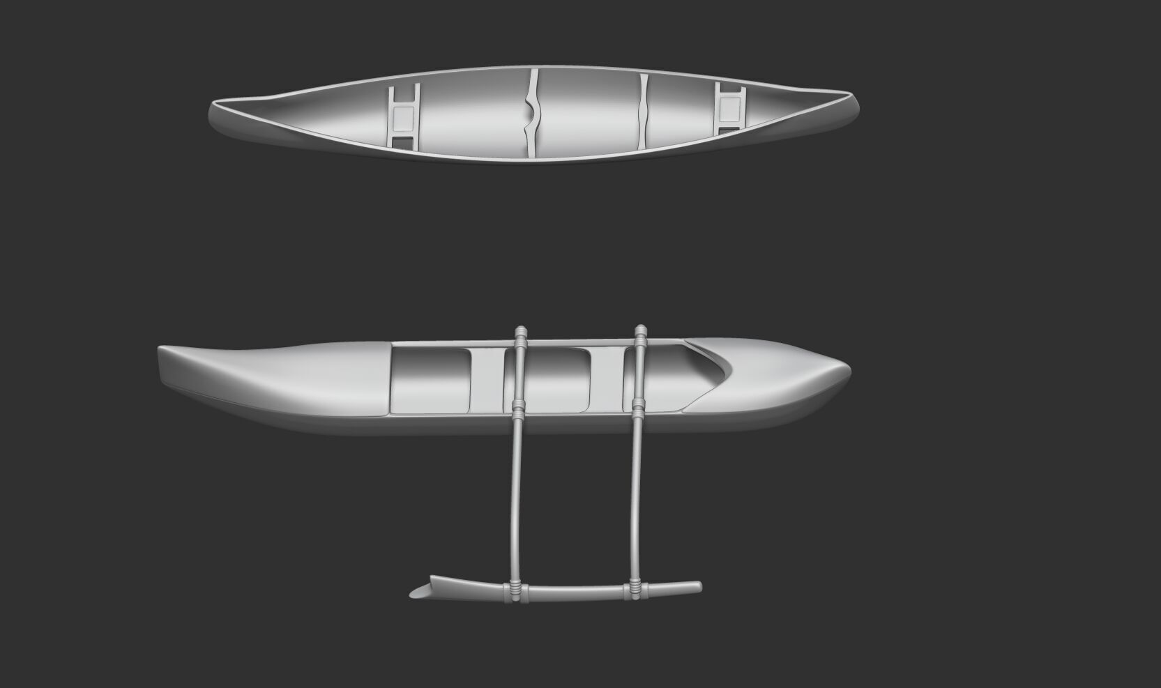 canoe girl and boys 3D print model_1