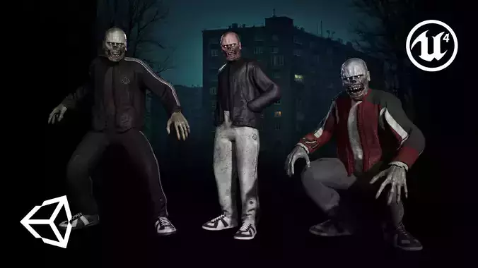 Zombie Gopnik Low-poly 3D model Zombie Gopnik Low-poly 3D model