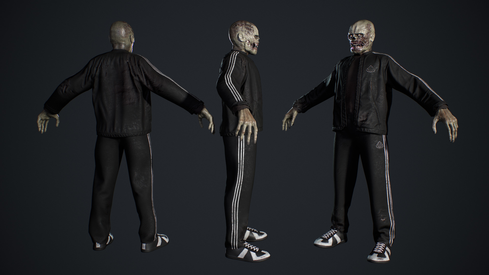 Zombie Gopnik Low-poly 3D model_3