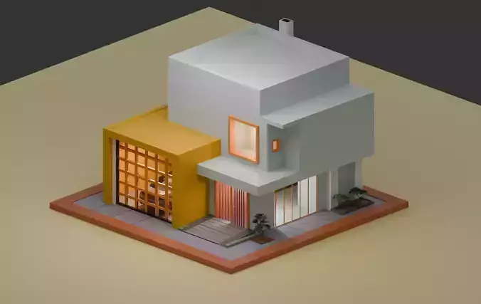 Stylized Low Poly House - Game Ready