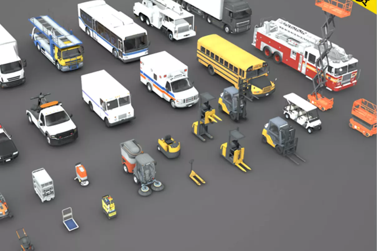 vehicles   engineering vehicles    fire engines and cleaning 3D model_0