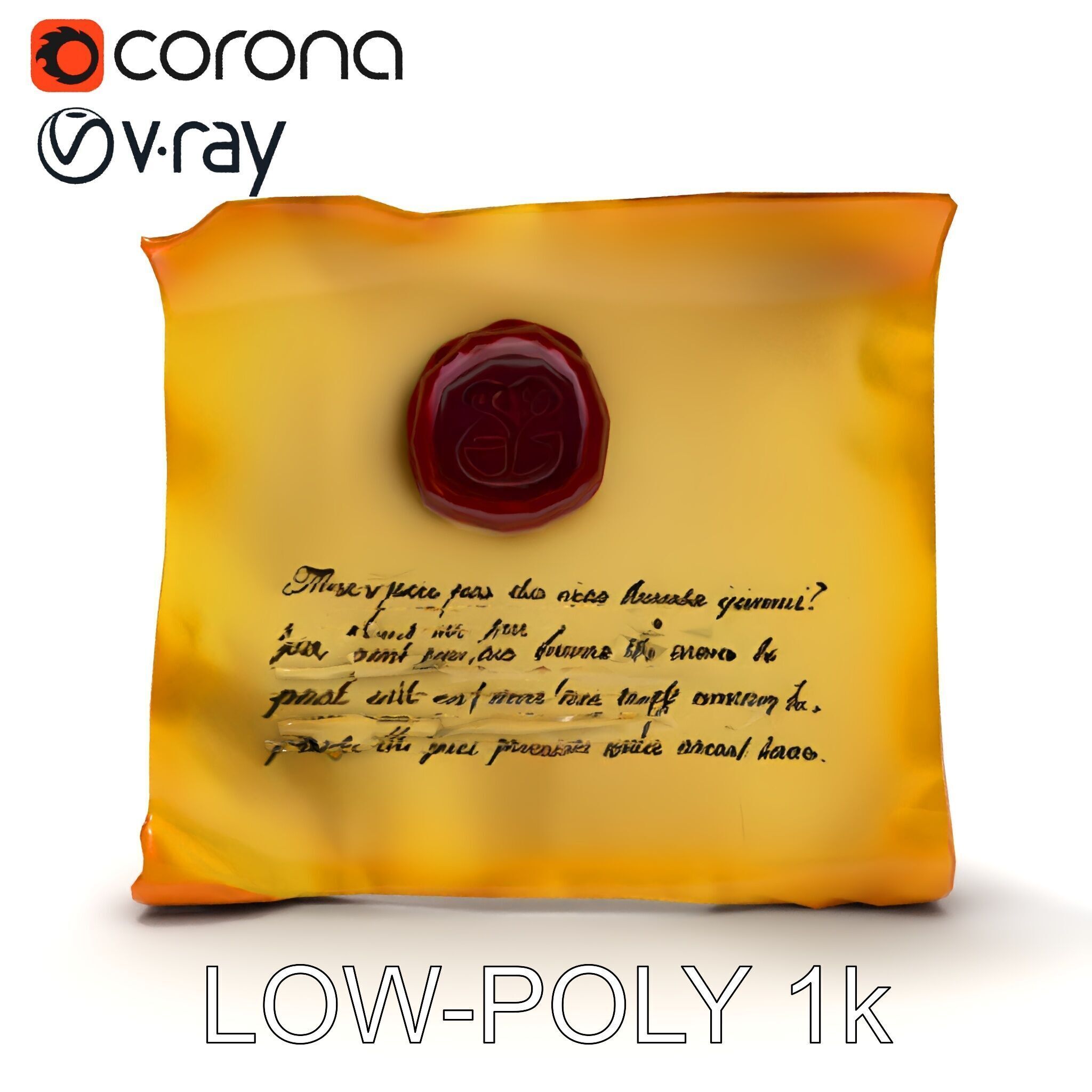 Antique Scroll with Wax Seal Model Pack Low-poly 3D model_15