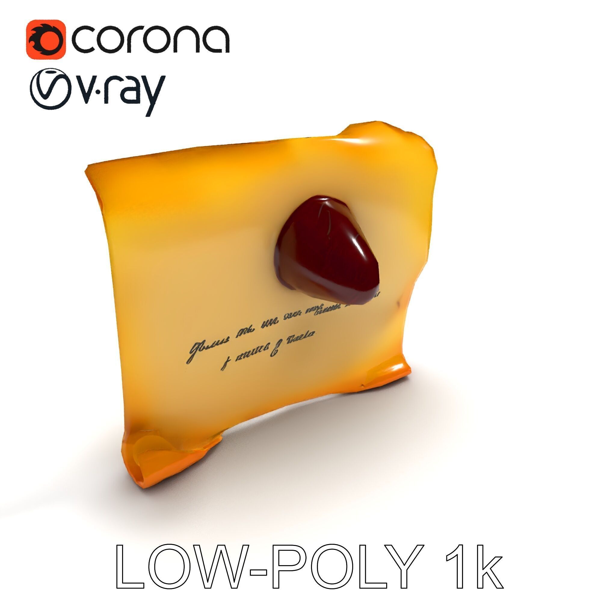 Antique Scroll with Wax Seal Model Pack Low-poly 3D model_31