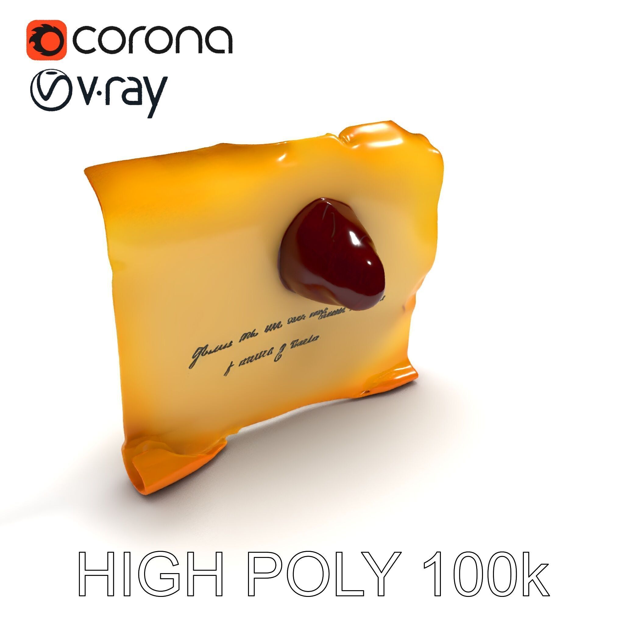 Antique Scroll with Wax Seal Model Pack Low-poly 3D model_35