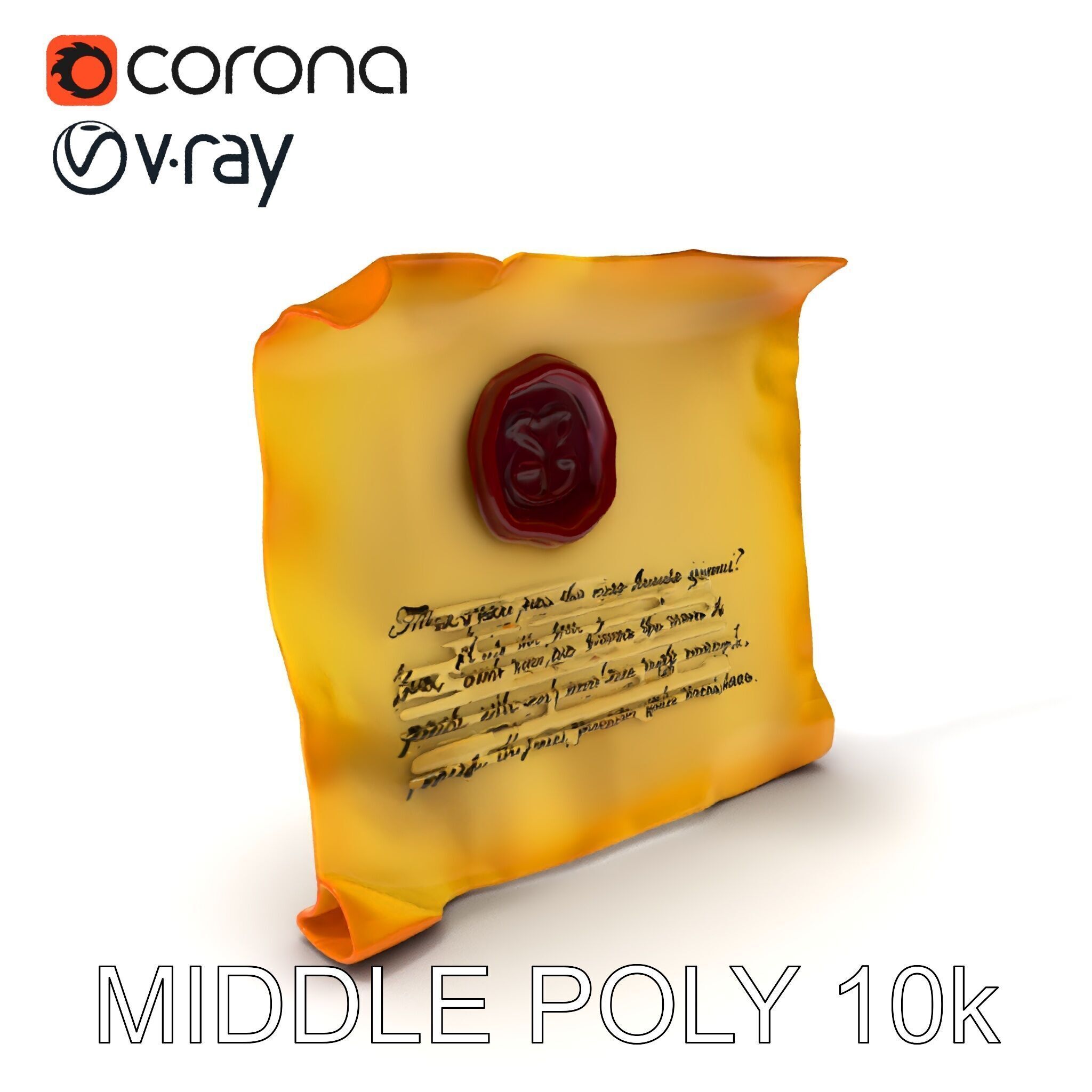 Antique Scroll with Wax Seal Model Pack Low-poly 3D model_33