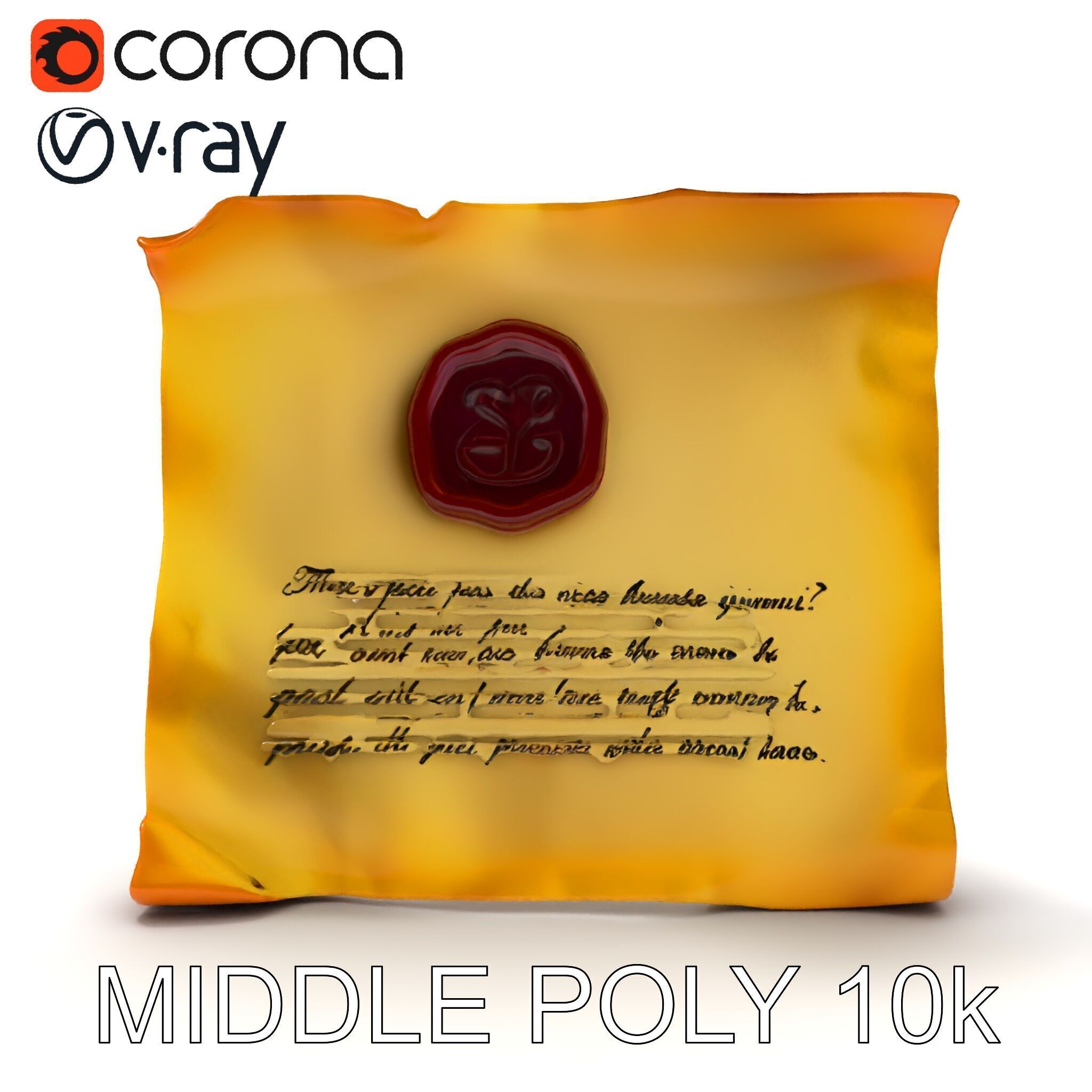 Antique Scroll with Wax Seal Model Pack Low-poly 3D model_30