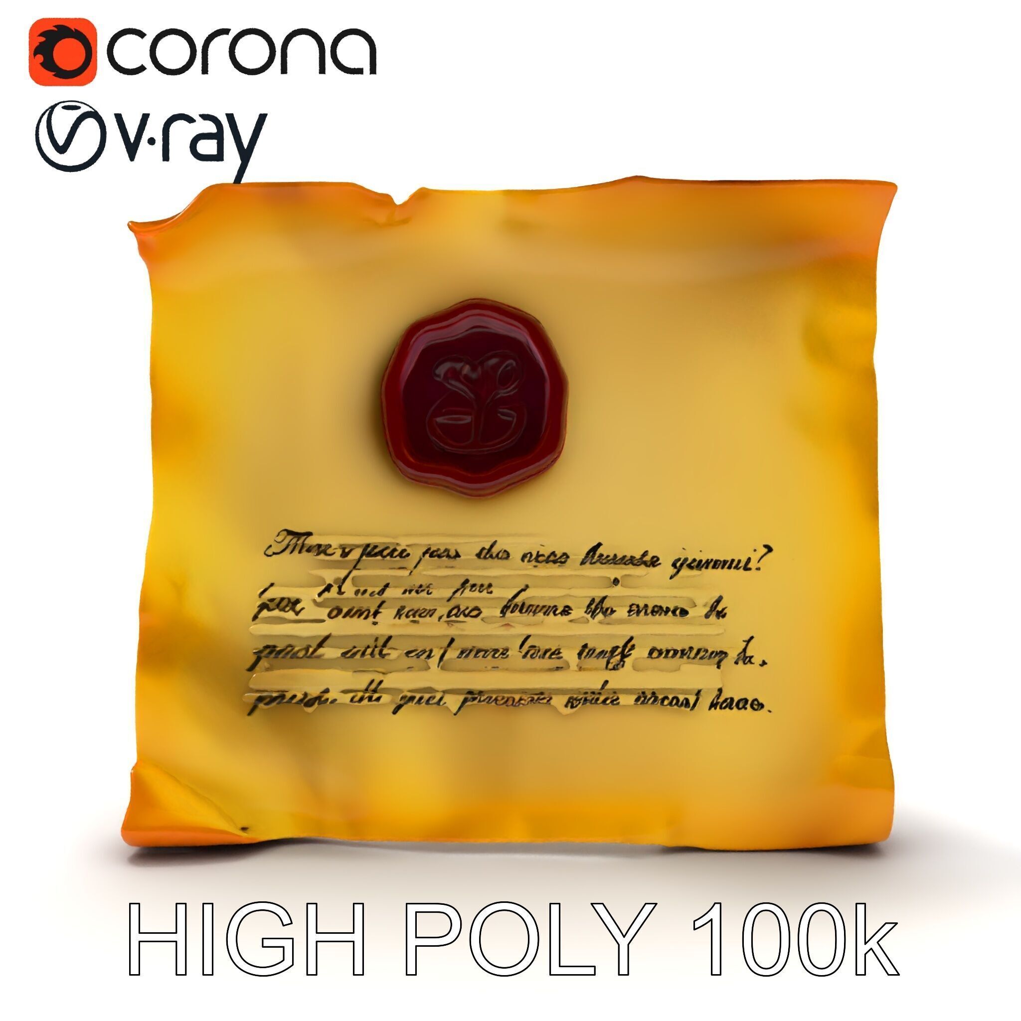 Antique Scroll with Wax Seal Model Pack Low-poly 3D model_27
