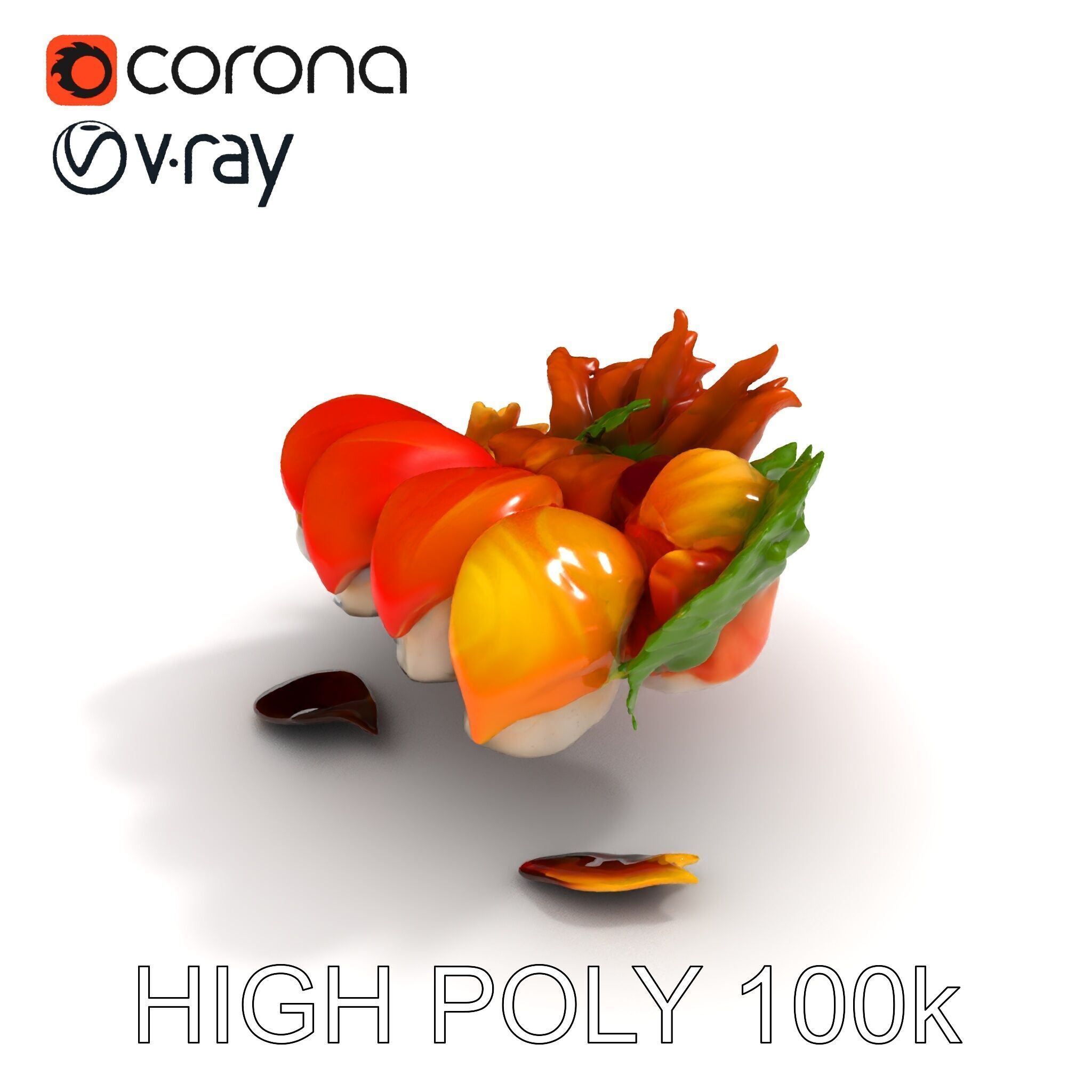 Gourmet Sushi Plate D Model Pack Low-poly 3D model_31