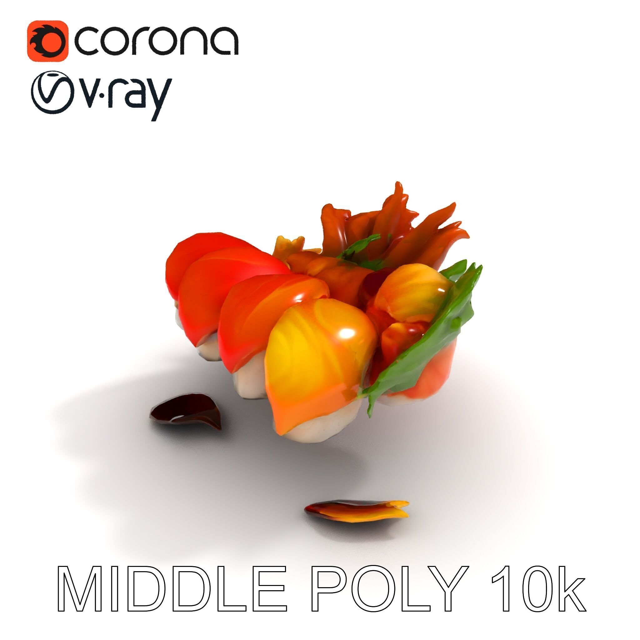 Gourmet Sushi Plate D Model Pack Low-poly 3D model_21