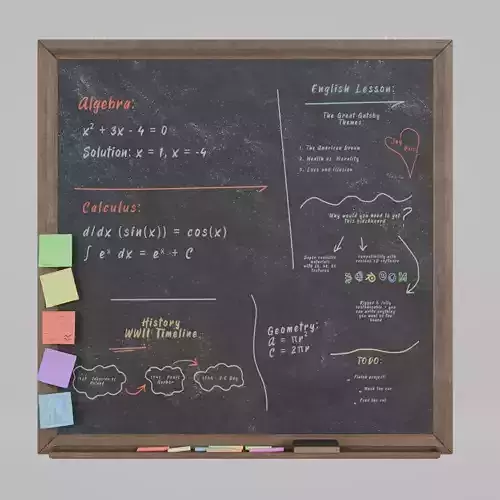 Customizable Wall-Mounted Blackboard - Square Wooden Write Board Low-poly 3D model