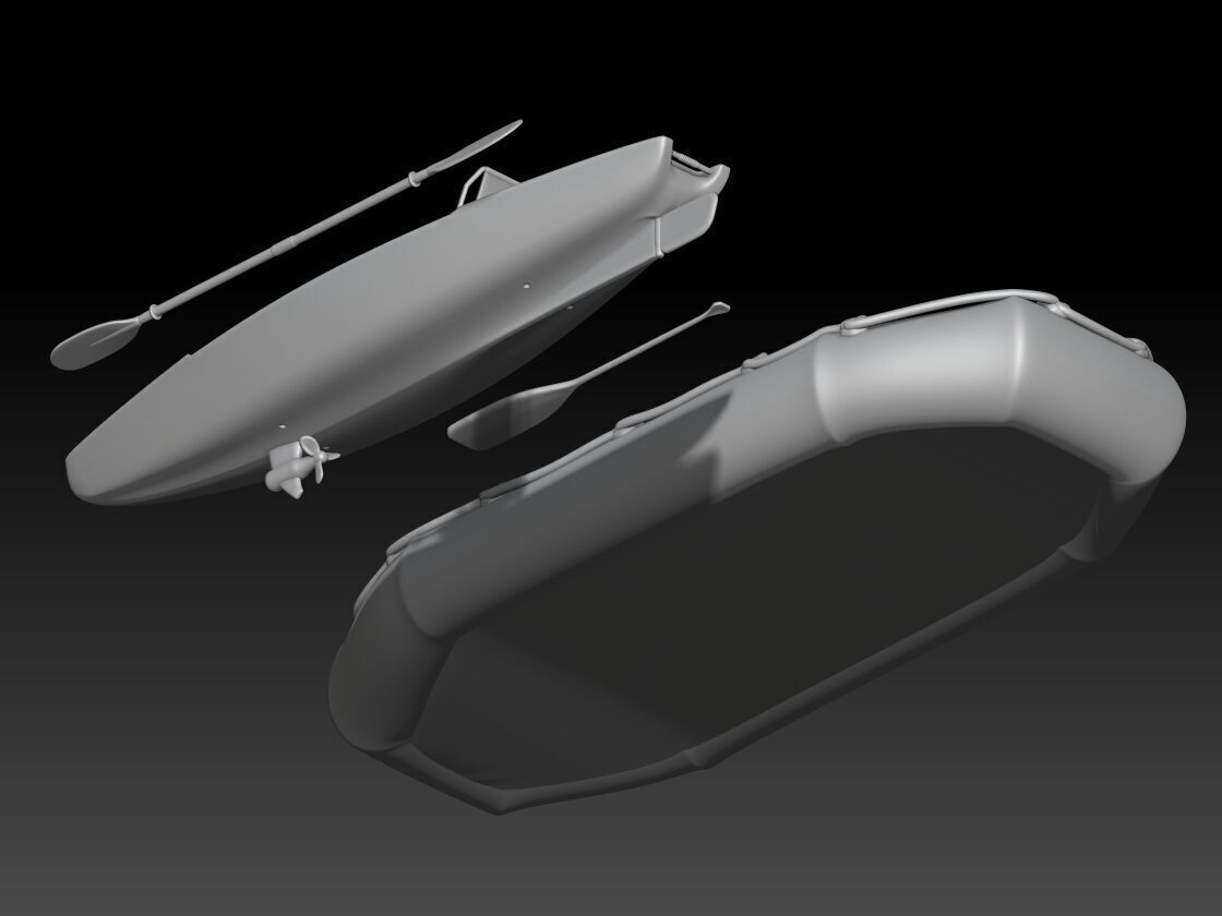 canoe girl and boys 2 3D print model_2