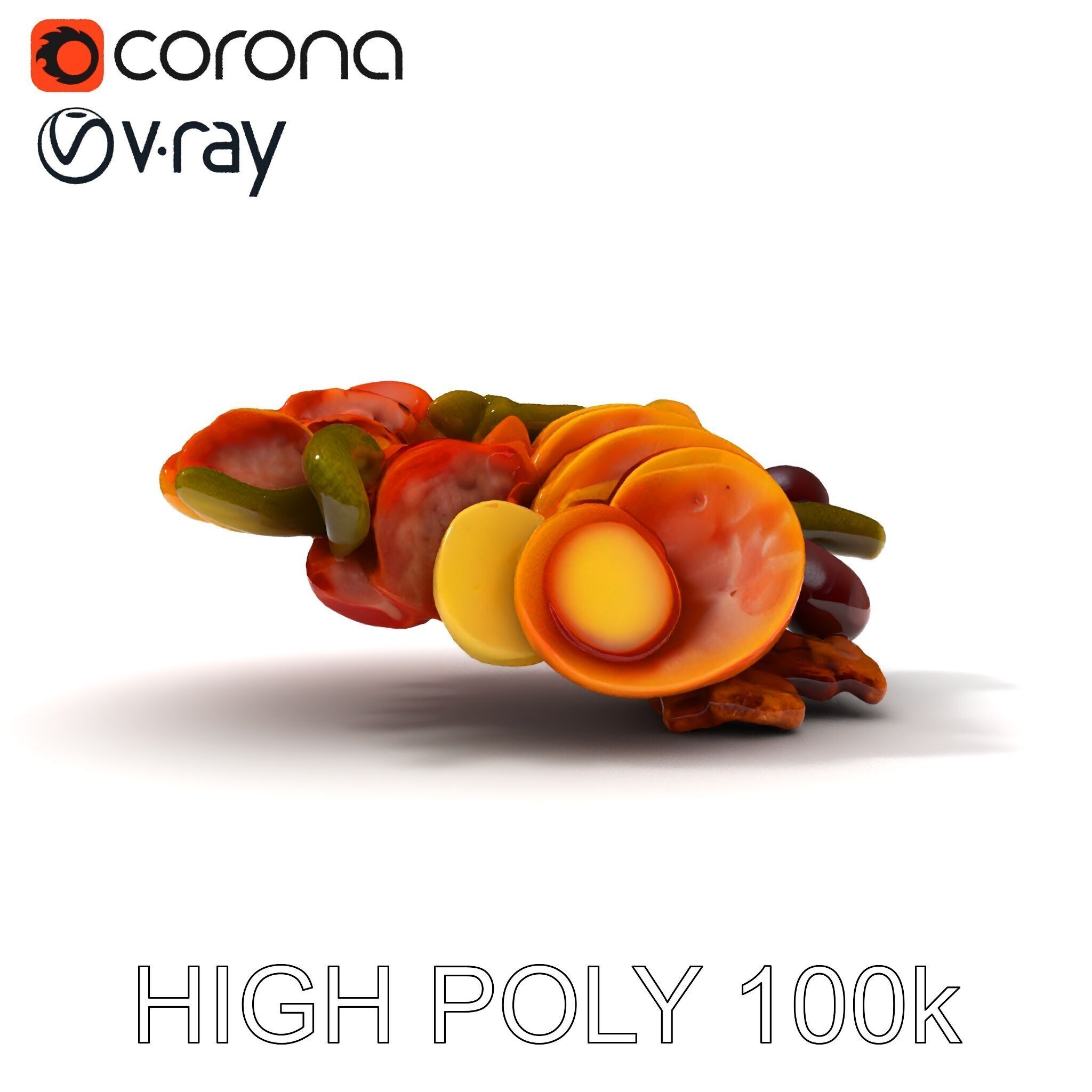 Charcuterie Platter D Model Pack Low-poly 3D model_19