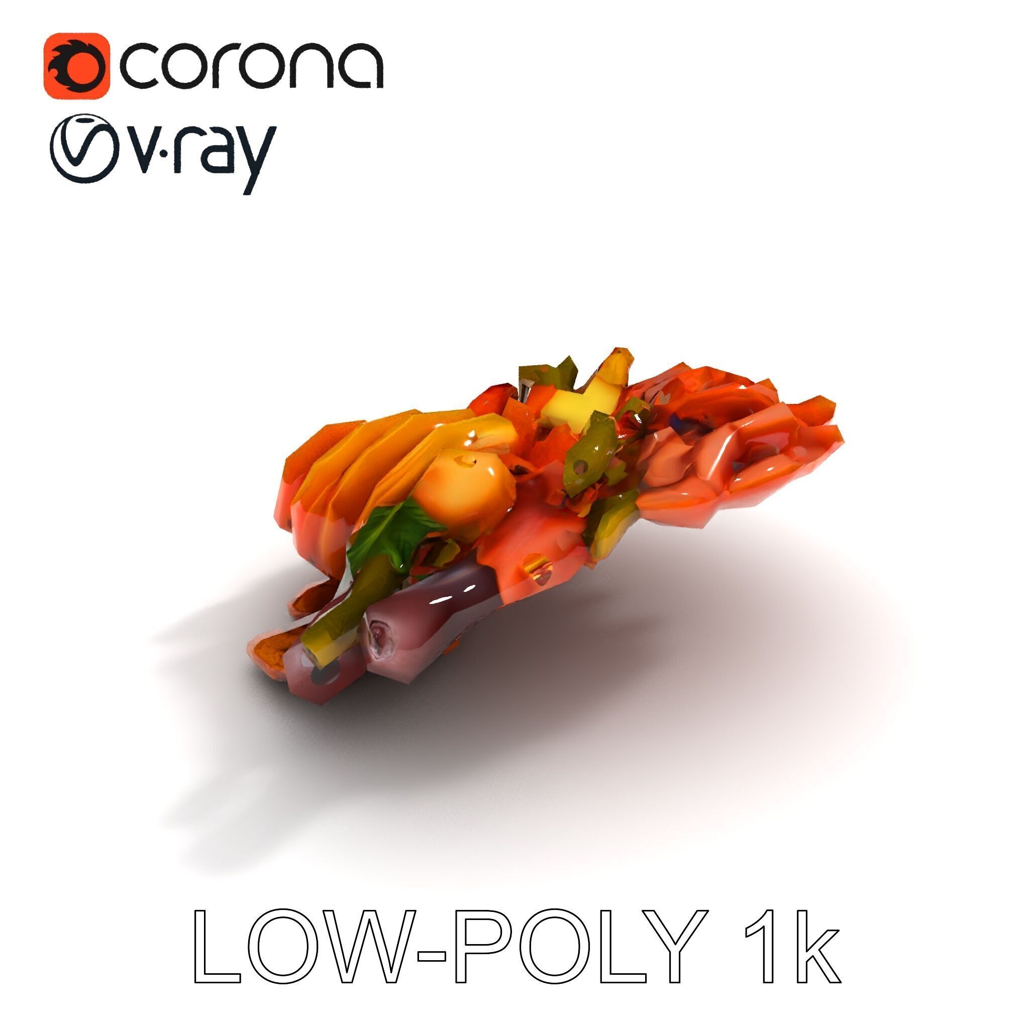 Charcuterie Platter D Model Pack Low-poly 3D model_10