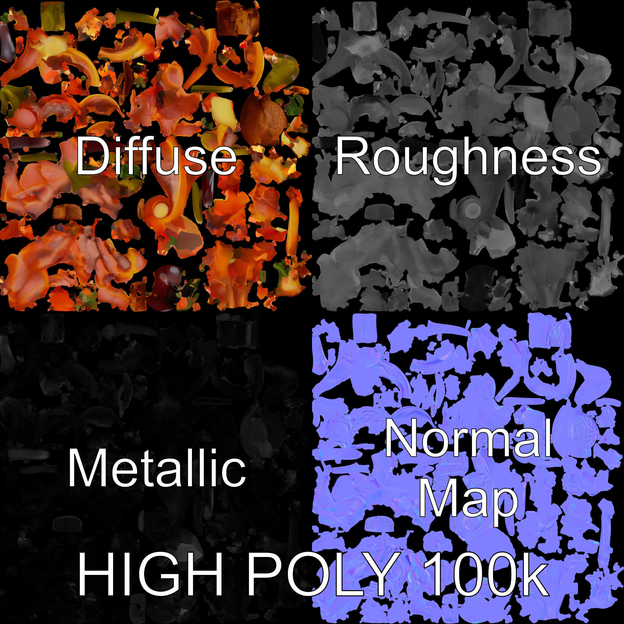 Charcuterie Platter D Model Pack Low-poly 3D model_2