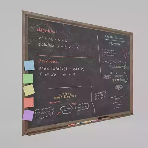Customizable Wall-Mounted Blackboard - Wooden Writing Board Low-poly 3D model