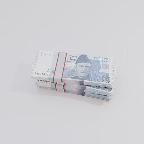 1000 Pakistan Pakistani Rupee Currency Low-poly 3D model