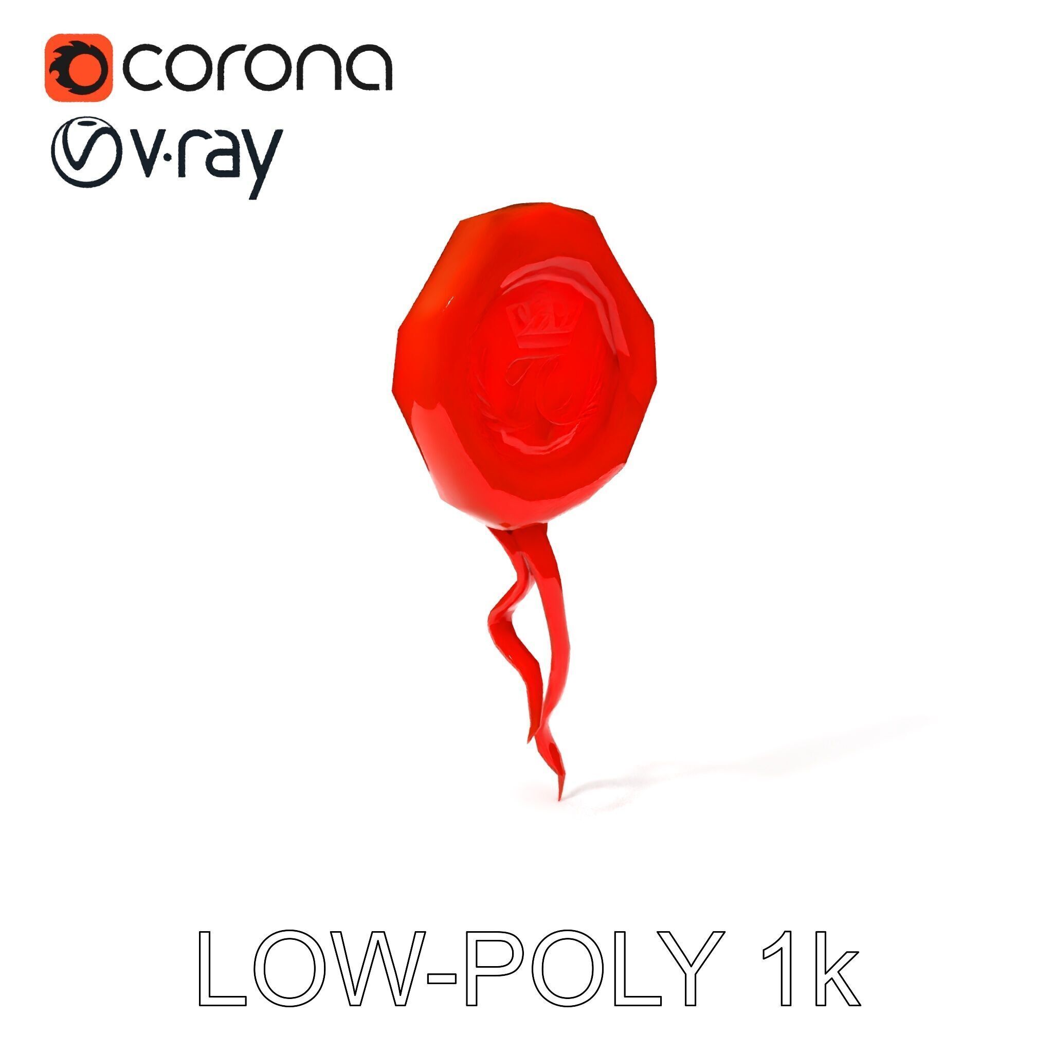 Antique Wax Seal and Parchment Model Pack Low-poly 3D model_26