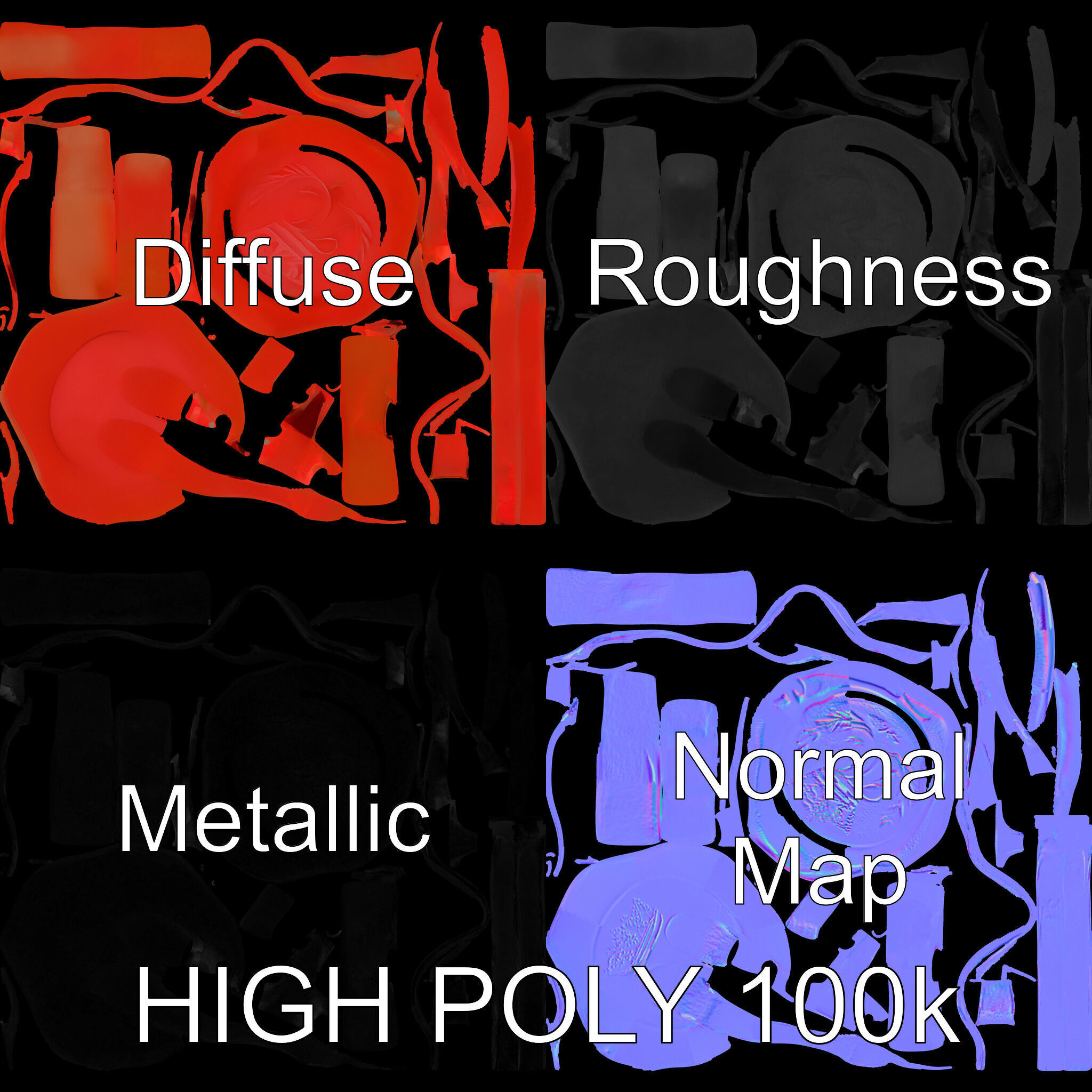 Antique Wax Seal and Parchment Model Pack Low-poly 3D model_2