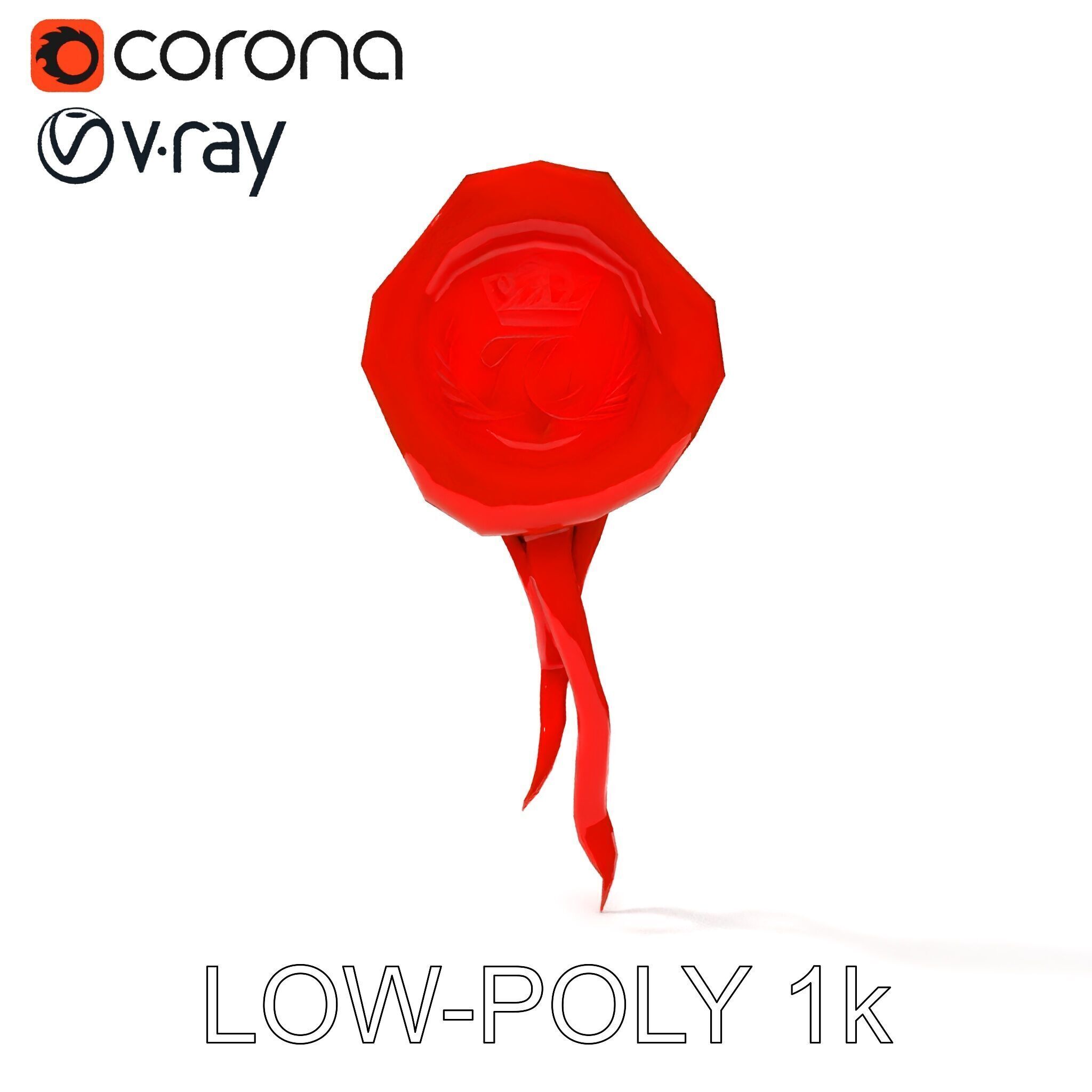 Antique Wax Seal and Parchment Model Pack Low-poly 3D model_10