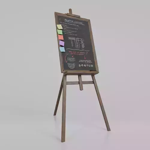 Customizable Wooden Blackboard with Stand - Tall Writing Board Low-poly 3D model