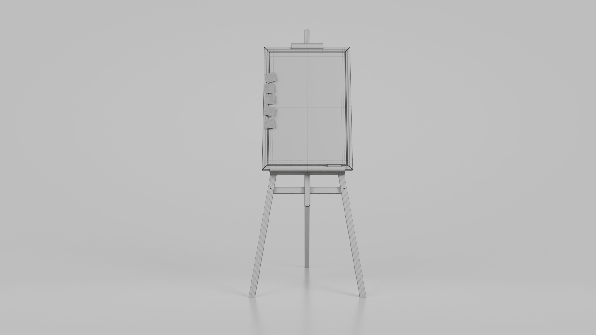 Customizable Wooden Blackboard with Stand - Tall Writing Board Low-poly 3D model_12