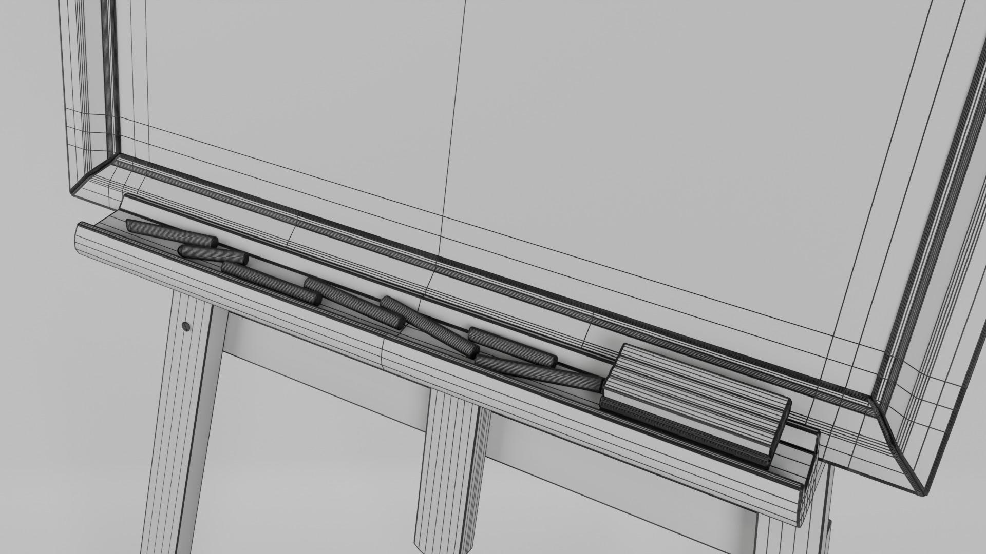 Customizable Wooden Blackboard with Stand - Tall Writing Board Low-poly 3D model_15