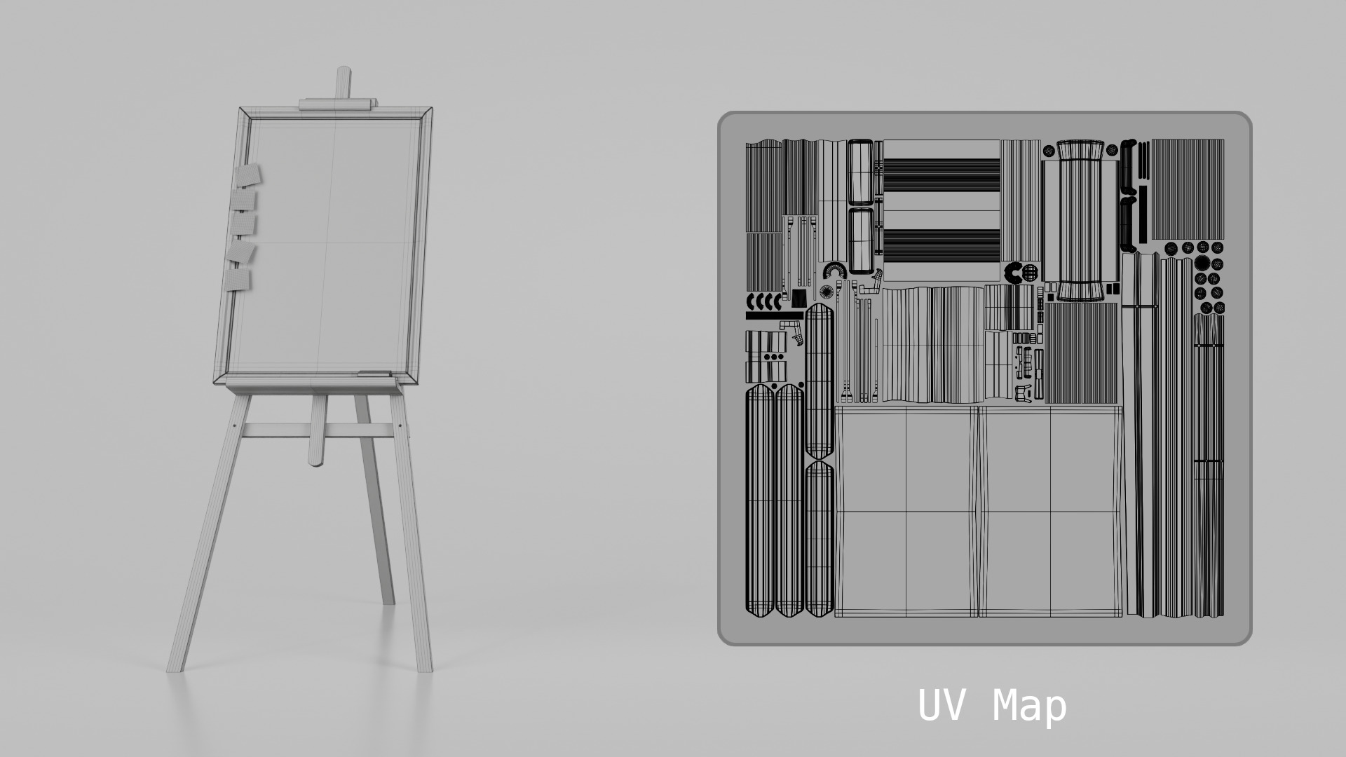 Customizable Wooden Blackboard with Stand - Tall Writing Board Low-poly 3D model_19