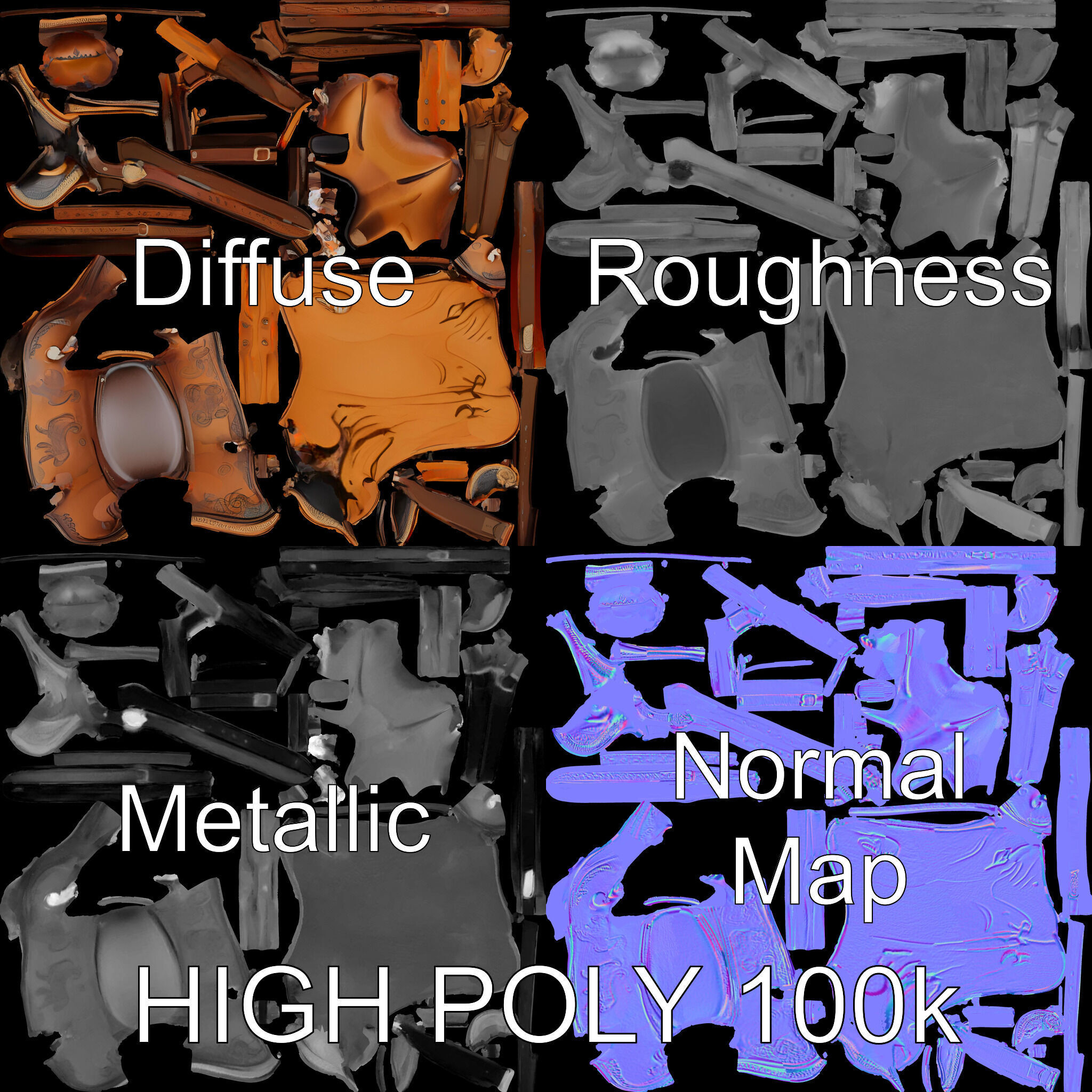 Western Saddle Model Pack for D Rendering and Games Low-poly 3D model_2